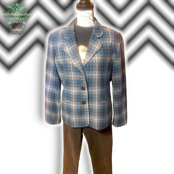 VINTAGE Worthington 49er Style Front Pocket Wool Plaid Shacket Blazer, Medium - Picture 9 of 11